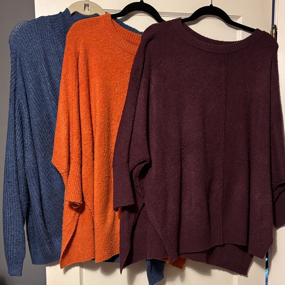 Winter isn’t over yet! Women's Sweater Set - Blue, Orange, and Burgundy